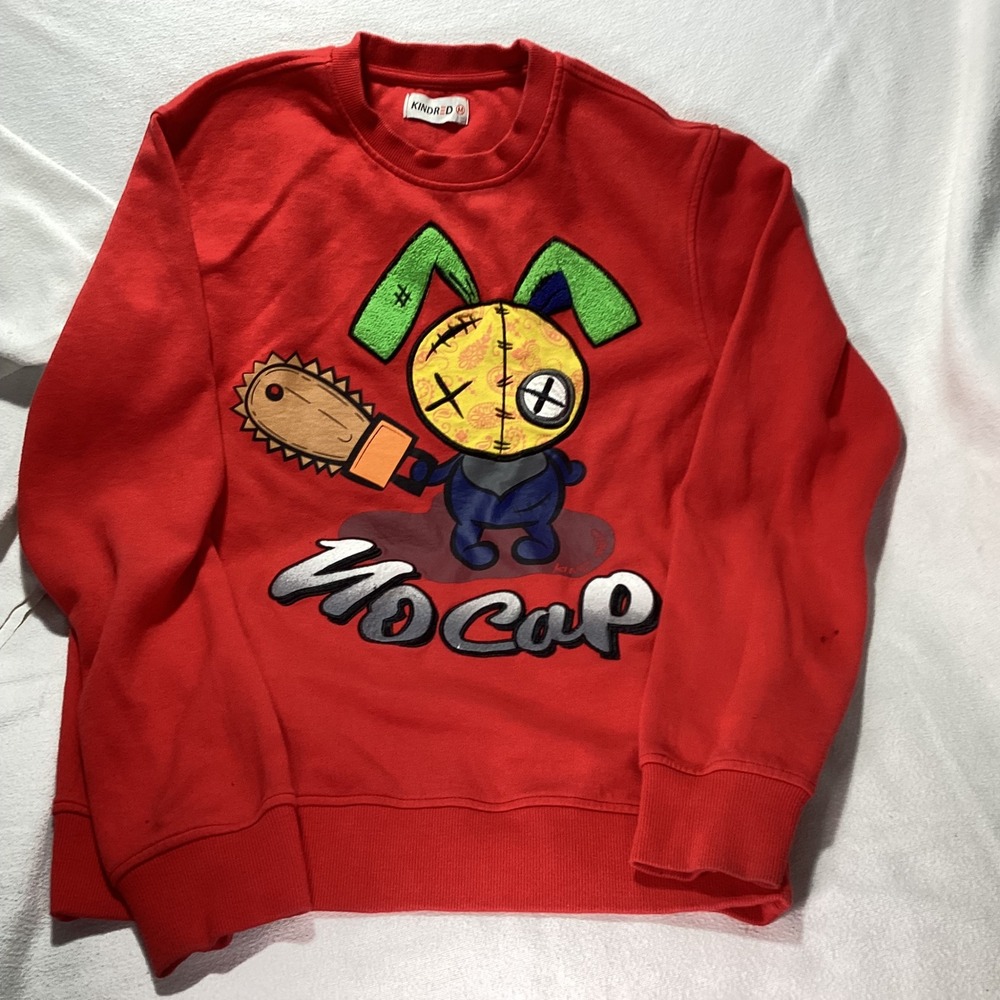 Kindred Mens Red No Cap Chainsaw Bunny Graphic Sweatshirt Size Medium Streetwear